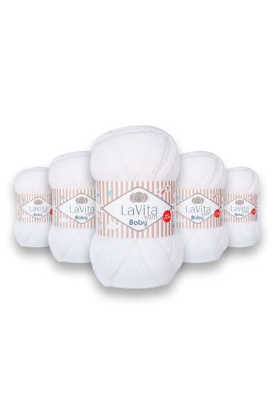 LaVita Yarn Lavita Baby El Örgü Ipligi, 5'li Paket, Taka Yarn (OPTİK-1002)