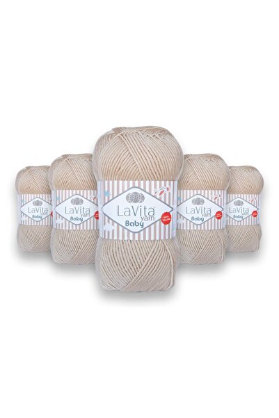 LaVita Yarn Lavita Baby El Örgü Ipligi, 5'li Paket, Taka Yarn (BEJ-1006)