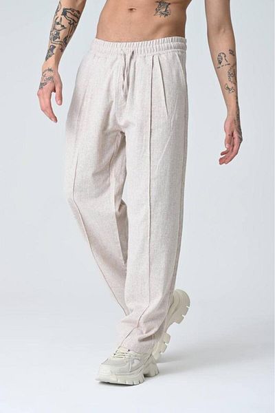 FRANKNESS JEANS Loose Cut 100% Linen Fabric Pleated Baggy Pants