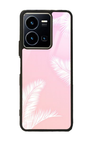 Spoyi غلاف هاتف Vivo Y35 بتصميم النخيل الأبيض اللامع