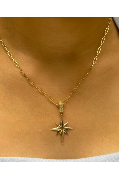 Hakan Güler Kuyumculuk Altın Kutup Yıldız Kolye Uçlu Ataç Zincir