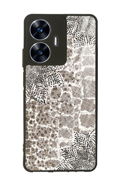 Spoyi Oppo Realme C55 Taşlı Yaprak Tasarımlı Glossy Telefon Kılıfı