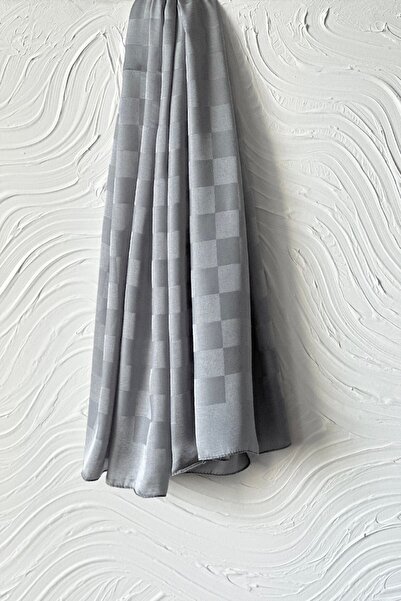 ARMANDA Checkered Italian Jacquard Shawl - Gray