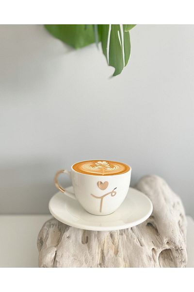 Mugtasarım 24k Gold Gilded Porcelain Nescafe Cup Letter T (MADE LETTER CHANGE)