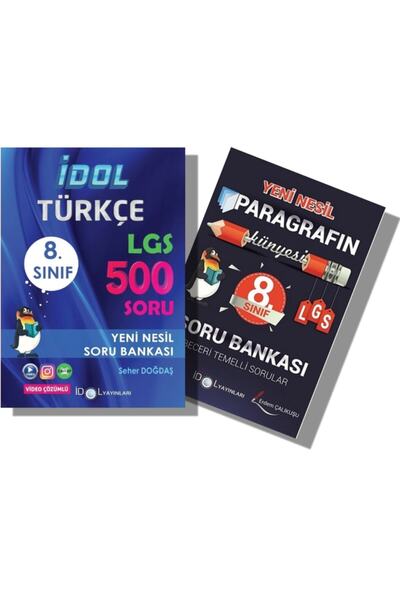 İdol Yayınları Idol 8. Sınıf Türkçe Lgs 500 Yeni Nesil Soru Bankası Ve Paragraf Soru Bankası