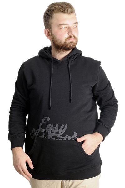 ModeXL Ανδρικό καγκουρό φούτερ - Μεγάλο μέγεθος, Easy Adventure 23527, Μαύρο