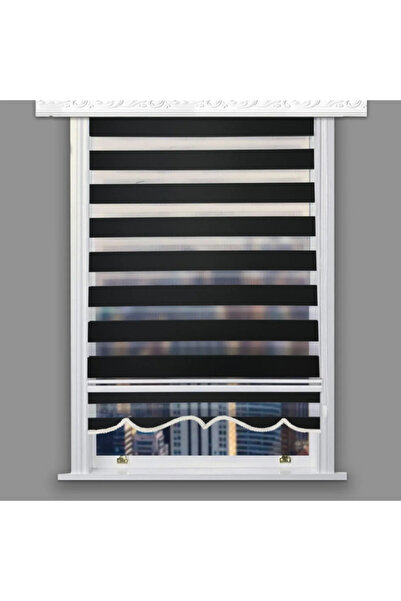 Givayo Mobilya Siyah Bambu Zebra Etek Dilimli Perde