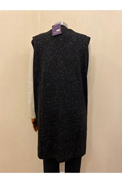 TEK Mevsimlik Triko Anne Yelek / Kırçıllı Siyah