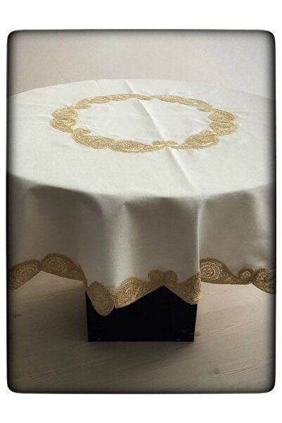 ÇeyizHan مفرش طاولة فيسكوس دائري من الكتان (LINEN)