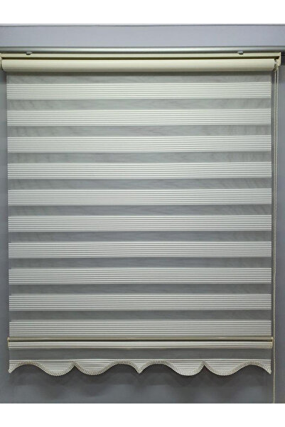 Givayo Mobilya Geniş Pliseli Ekru Etek Dilimli Zebra Perde