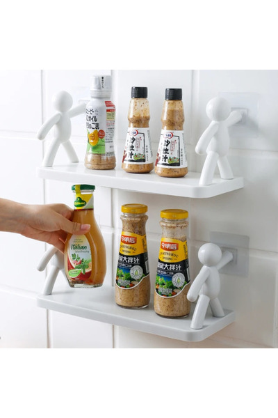 Küçük Mutluluklar Kendinden Yapışkanlı Banyo Rafı Tarz Baharatlık Rafı Organizer Düzenleyici ( 1 Adet)