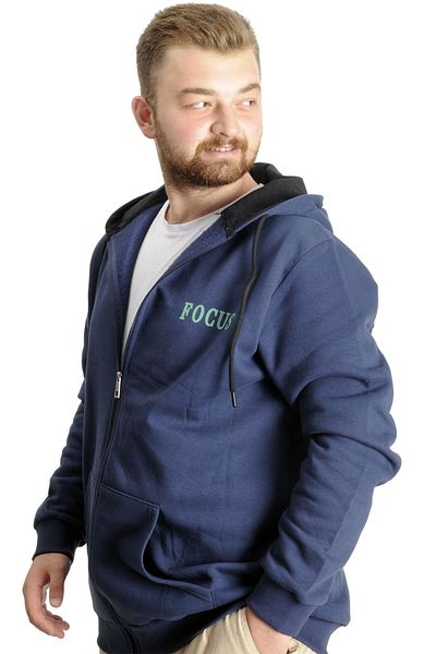 ModeXL Ανδρικό φούτερ με κουκούλα Indigo μεγάλου μεγέθους - Focus 23539