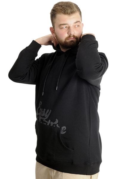 ModeXL Ανδρικό καγκουρό φούτερ - Μεγάλο μέγεθος, Easy Adventure 23527, Μαύρο