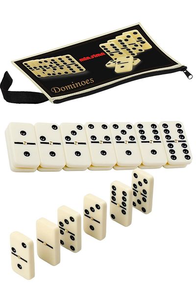 Miajima Ivory Ceramic Large Size Domino Set with Bag 5.8 X 3.5 Cm