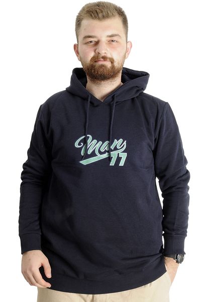 ModeXL Ανδρικό φούτερ με κουκούλα - Plus Size, Navy, 23540