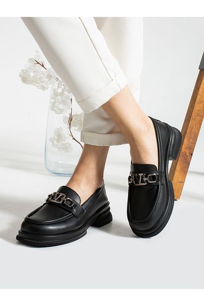 Alemdar Shoes Черни дамски мокасини с катарама