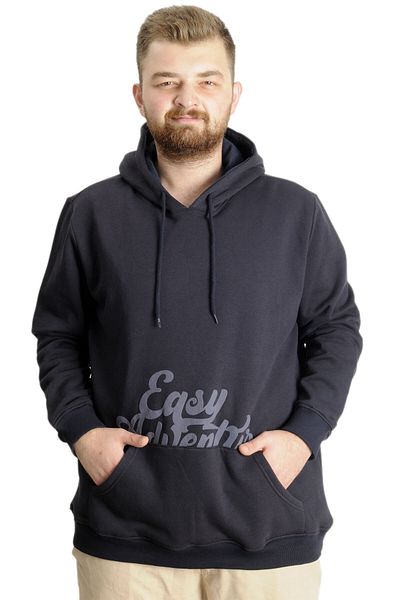 ModeXL Ανδρική τσέπη καγκουρό φούτερ - Μεγάλο μέγεθος Easy Adventure 23527 Navy Blue