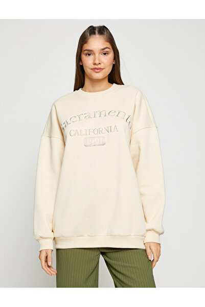 Koton Φούτερ Crew Neck Oversize Slogan Κεντημένο μακρυμάνικο