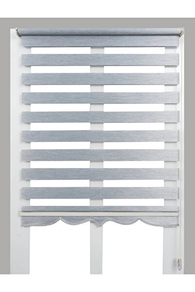 Givayo Mobilya Etek Dilimli Gri Zebra Perde