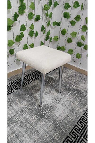 ÖZCAN METAL Metal Ayak Teddy Kumaş Dekoratif Çok Amaçlı Peluş Puf Tabure Bench Koltuk Sandalye