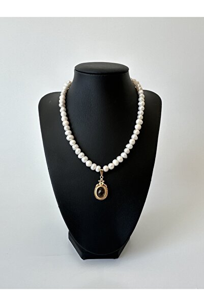 Ladies&Gentlemen Sıvama Sitrin Model Gerçek Tatlı Su İncisi Kolye