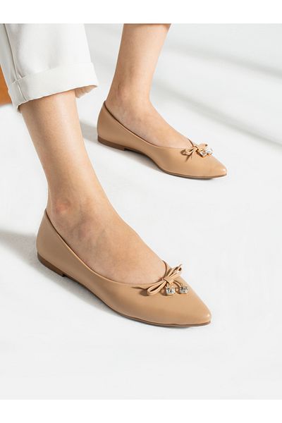 Alemdar Shoes Balerini de damă JİLL Mink Stone Bow