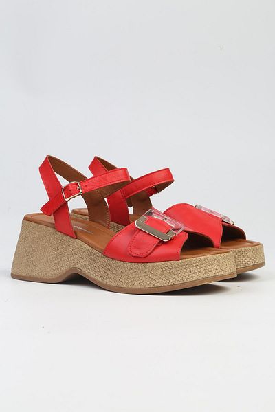 Pierre Cardin ® |   PC-7209- 3807 حذاء نسائي بكعب عريض باللون الأحمر