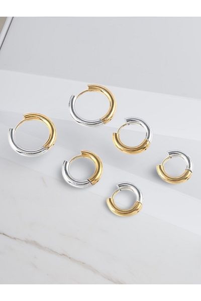 MAZEN Double Color 316L Surgical Steel Hoop Earrings