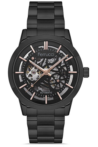 Ferrucci Erkek Çelik Kordon Otomatik Kol Saati Çelik Kasa Su Geçirmez Pilsiz Fonksiyon