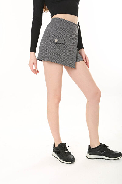 LİVE SPORT Kadın Jakarlı Örme Kumaş Şortlu Mini Etek