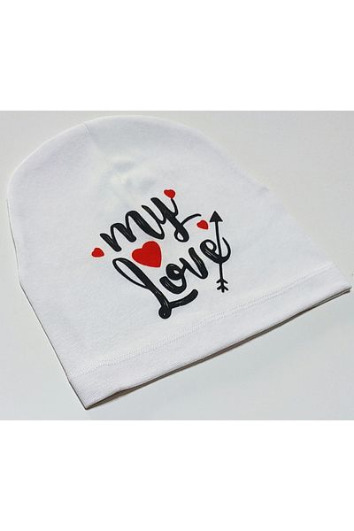 babymarkt Flexible Knitted Combed Cotton My Love Printed Baby Kids Beret