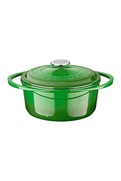 Lava Döküm Oval Tencere. Ölçü 23x29cm. - Yeşil