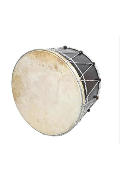 İMECE Asma Davul, Tek Taraf Hayvan Deri Folklör Davulu 50 Cm Ipli Boncuklu Tokmak Çubuk Hediye