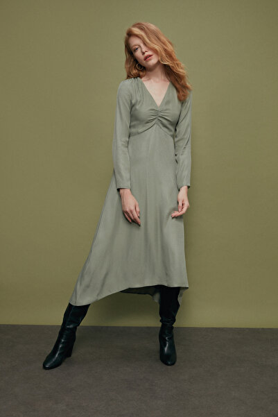 NEWRULES Jakarlı saten elbise