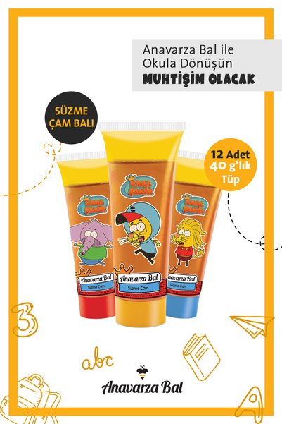 Anavarza Süzme Çam Balı Kral Şakir Tüp Bal 40 gr X 12 Adet