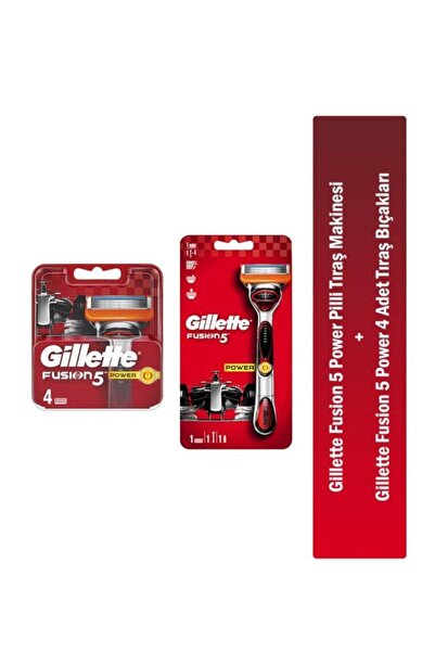 Gillette Fusion 5 Power Pilli Tıraş Makinesi Fusion 5 Power 4 Adet Tıraş Bıça...