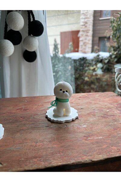 Mintigur Süslü Beyaz Köpek Mum