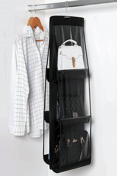 İNKOHA 6 Pocket Hanging Closet Bag Organizer - Black Transparent Pocket Organizer