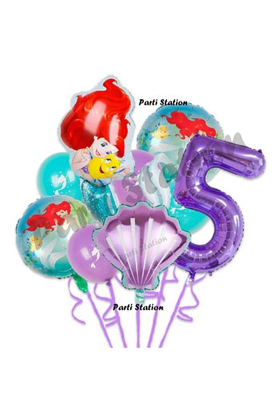 Parti Station Little Mermaid Ariel 5 Years Old Balloon Set Little Mermaid Balloon Set Ariel Birthday Balloon Set