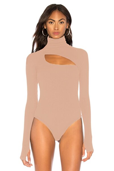 By Kul Design Γυναικείο Μπεζ ζιβάγκο μεταξωτό ζέρσεϊ κορμάκι