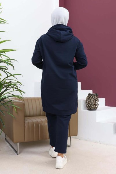 Generic Brand Navy blue women's sports set hijab tracksuit with pockets
