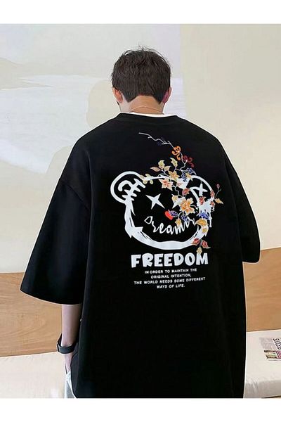 Vordevia Μπλουζάκι Freedom Printed Μαύρο Oversize