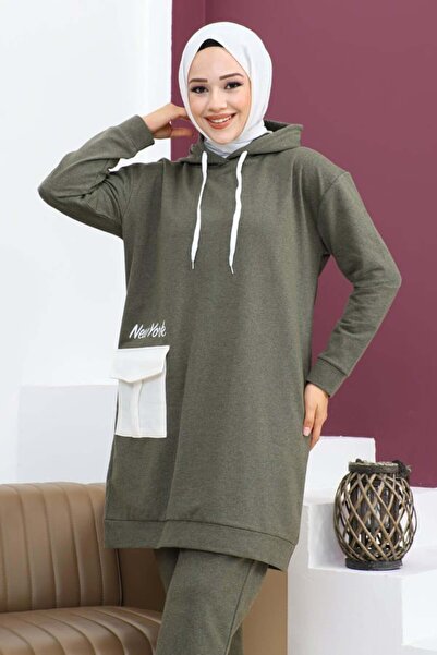 Hifa Giyim Αθλητικό κοστούμι με τσέπες Χακί αθλητικό κοστούμι με τσέπες Αθλητικό κοστούμι Γυναικείο αθλητικό κοστούμι