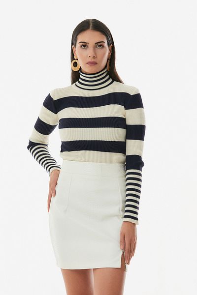 Fulla Moda Striped Turtleneck Sweater