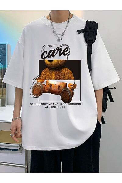Vordevia Medved Štampano Oversize kroj Beli T-shirt