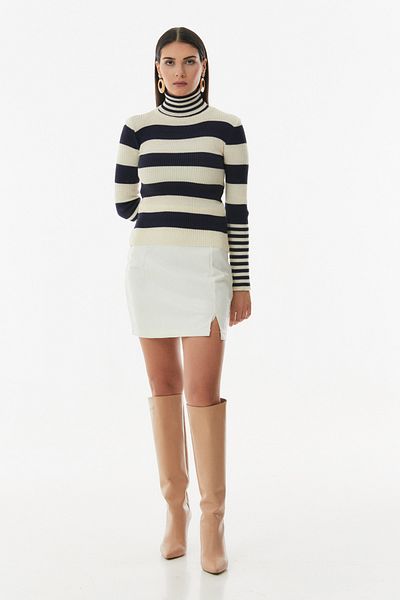 Fulla Moda Striped Turtleneck Sweater