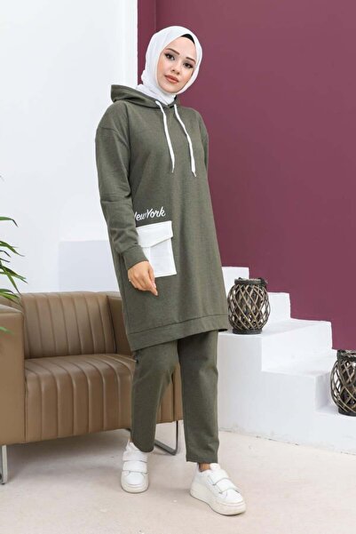 Hifa Giyim Αθλητικό κοστούμι με τσέπες Χακί αθλητικό κοστούμι με τσέπες Αθλητικό κοστούμι Γυναικείο αθλητικό κοστούμι