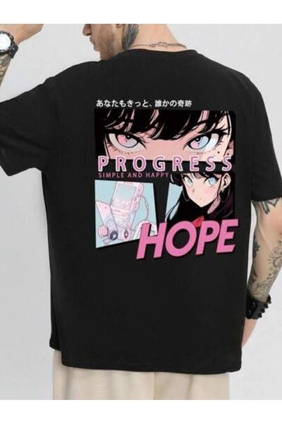 Vordevia Anime Štampano crna Oversize kroj T-shirt