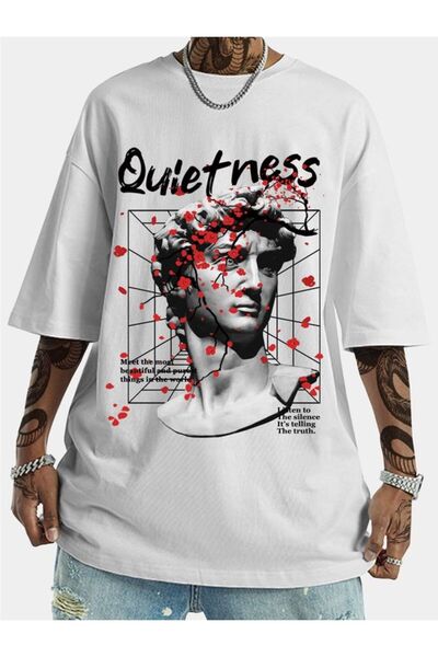 Vordevia Skulptura Štampano Oversize kroj Bela T-shirt