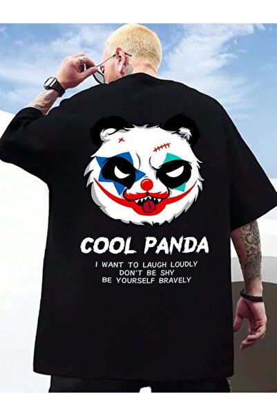 Vordevia Cool Panda Štampano Crna Oversize kroj T-shirt